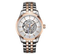 Rotary Mens due cinghia pietra rosa caso placcato oro GB05034/06