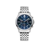 Rotary Orologio da uomo al quarzo analogico cronografo con quadrante blu e bracciale in acciaio inossidabile argento GB00475/52