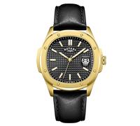 Rotary Orologio da uomo Apex 100 quadrante nero tono oro cinturino in pelle nera