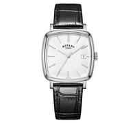 Rotary Orologio da uomo Heritage Astoria Square con cassa in acciaio inossidabile e cinturino in pelle nera