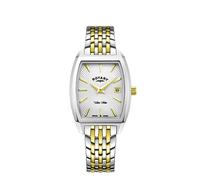 Rotary Orologio Quarzo Donna, misura cassa 25.00mm con quadrante Bianco Analogico e cinturino Two-Tone Gold in Cinturino in metallo LB08016/06