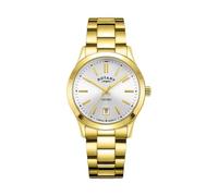 Rotary Orologio Quarzo Donna, misura cassa 30.00mm con quadrante Argento Analogico e cinturino Oro in Cinturino in metallo LB05523/06