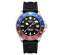 Rotary Seamatic GMT 300M Orologio da uomo in acciaio inossidabile resistente all'acqua con cinturino in silicone nero