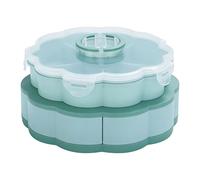 Rotatable Snack Tray - 2 Layer Petal Shape Food Platter | 10 Compartment Veggie Tray with Lid Ideal for Kitchen Picnic Party Buffet Brunch Dinner Lunch Bar Home Outdoor Camping Beach Entertaining