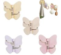 Rotating Butterfly Adhesive Wall Hooks, No Drill 3-Prong Swivel，4mix