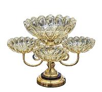 Rotating Creative Multi-grid Golden Fruit Plate Light Net Red Home Living Room Coffee Table Desktop Tall Snacks Candy Plate