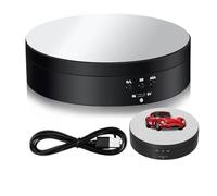 Rotating Display Stand, 3 Speed Adjustable Motorized Display Turntable Stand for Photography Products Shows, Jewelry, Watch([Black 138MM Mirror Model English Version])