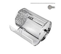 Rotating Grill Basket - Cylindrical BBQ Tumbling Holder Metal Locking Drum Turntable Cooking Gear Meat Produce Roaster Secure Fliep Device Charcoal Gas Flame Usage Patio Garden Culinary Utility