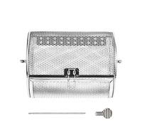 Rotating Grill Basket - Cylindrical BBQ Tumbling Holder Metal Locking Drum Turntable Cooking Gear Meat Produce Roaster Secure Fliep Device Charcoal Gas Flame Usage Patio Garden Culinary Utility