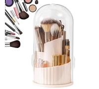 Rotating Makeup Brush Holder - 360 gradi Rossetto Storage Box, Dustproof Cosmetic Brush Organizer with Lid, Waterproof Pet Vanity Container for Bathroom Desk Travel | 9.25 x 4.72 in
