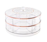 Rotating Snack Organizer - 7 Section Platter, Multi Compartment Box for Food Storage, Serving Tray with Lid and Handle, Kitchen Accessory, Party Container for Picnic and Wedding
