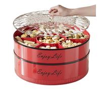 Rotating Snack Organizer - 7 Section Platter, Multi Compartment Box for Food Storage, Serving Tray with Lid and Handle, Kitchen Accessory, Party Container for Picnic and Wedding