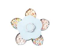 Rotating Snack Storage Box, Divided Food Container with Twist Lid Organizer, Reusable Candy Nut Cookie Holder for Desk Kitchen Table, Portable Treat Case for Kids Adults Home Office Party Travel