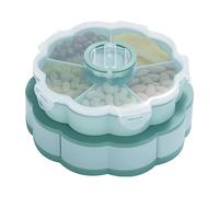 Rotating Snack Tray - ABS 24,5 x 24,5 x 12 cm | Divided Serving - ray with Lid 10 Compartments, Food Storage, Party Serving | Snack Organizer Tray Picnic Party Buffet Kitchen