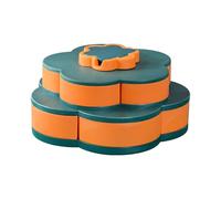Rotating Snack Tray with Double Layer Flower Shape Design, Sectioned Candy and Nut Storage Container with Lid, 360 Degree Rotating Snack Box Organizer for Party Appetizers Dips Home Kitchen Picnic