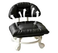 Rotating Stool With Wheels |Low Rolling Stool Mobile PU Leather Padded Seat