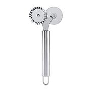 Rotella Doppia Tagliapasta,Rotella Taglia Pasta in Acciaio Inox,Tagliapasta con Doppia Rotella,Rotella Taglia Pizza e Pasta,Lavabile in Lavastoviglie,Rotella Taglia Pasta, Lama Doppia,in Acciaio Inox