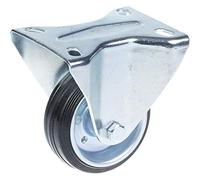 Rotella fissa da 80 mm con gomma nera su ruota centrale in acciaio stampato