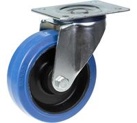 Rotella girevole da 125 mm con gomma elastica blu sulla ruota centrale in nylon