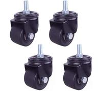 Rotella girevole for impieghi gravosi, 4 pezzi, nera, con gambo filettato M12x25mm, doppio cuscinetto, resistente all'usura, capacità massima 600 kg, for carrello(Universal,3in)