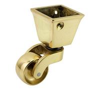 Rotella in ottone massiccio con ruota da 32 mm (pezzo singolo), in ottone massiccio lucido, stile vintage antico, forma quadrata, ottone lucido, azienda britannica