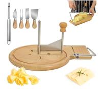 Rotella per arricciare il formaggio, con coperchio e maniglia, taglia-formaggio in acciaio inossidabile con cupola, utensile per punzonatura, lama affilata, base in legno (Multifunctional, No Cover)
