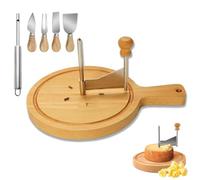 Rotella per arricciare il formaggio, con coperchio e maniglia, taglia-formaggio in acciaio inossidabile con cupola, utensile per punzonatura, lama affilata, base in legno (With Handle, No Cover)