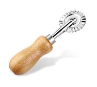 Rotella per impasti a forma di rotella ondulata, ruota dentata, lama singola, taglierina per pastry, ravioli, crimpatrice, ruota per pasta con manico in legno, adatta (stile corto)