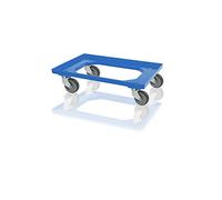 Rotella per trasporto blu con ruote in gomma per contenitore europeo da 60 x 40 cm, per Eurobox, cassetta da forno, carne, tavola a rotelle