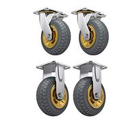Rotella,Rotelle for carichi pesanti,Ruota in gomma muta Ruota piatta Carrello for carichi pesanti con cuscinetto di carico del freno 330 kg(2 Brake+2 Orientation,4 inch)