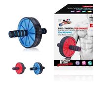 Rotella Rullo Workout Convertibile Ruote Doppie Dentate e Tappetino Per Esercizi