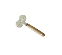 Rotella TagliaPasta - 2 Funzioni - Lame in Acciaio Inox - Diametro Lame 4 cm - Manico in Legno - Serie Legno Natura - Professionale - Qualità Garantita