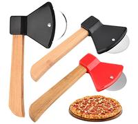 Rotella Tagliapizza Professionale,Forreen 3 Pezzi Taglierina per Pizza in Acciaio Inossidabile Multifunzionale Ascia Creativo Taglia Pizza con Manico in Legno per Pizza Pasta di Pane (Colore Casuale)