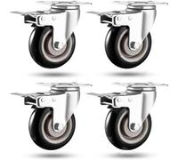 4pcs 75mm ruote girevoli, Mobili ruote capacità di carico 400 kg, Silenzioso carrello della spesa ruote, 360°ruote di trasporto, ruote girevoli adatto per tutti i tipi di pavimenti, Nero