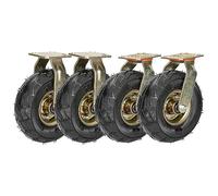 Rotelle Girevoli Per Ruote Resistenti Set Di 4, 200mm 250mm Silenziose Rotelle di Gomma Pneumatiche, Ruota Di Trasporto Industriale Con Piastra Girevole E Freni, Portata Max 600kg (Color : Fixed+Swi