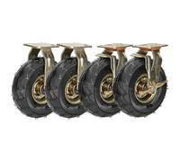 Rotelle Girevoli Per Ruote Resistenti Set Di 4, 200mm 250mm Silenziose Rotelle di Gomma Pneumatiche, Ruota Di Trasporto Industriale Con Piastra Girevole E Freni, Portata Max 600kg (Color : Fixed+Bra