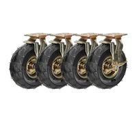 Rotelle Girevoli Per Ruote Resistenti Set Di 4, 200mm 250mm Silenziose Rotelle di Gomma Pneumatiche, Ruota Di Trasporto Industriale Con Piastra Girevole E Freni, Portata Max 600kg (Color : Brake, S