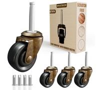 Rotelle in ottone anticato con ruote in gomma da 3,5 cm, ricambio per sedie, divani, cassettiere, mobili vintage per pavimenti in legno, set da 4