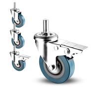Rotelle per mobili Confezione da 4 ruote filettate in PVC con freno, diverse misure(Swivel+brake,75MM/M12)