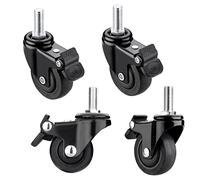 Rotelle per mobili Confezione da 4 ruote girevoli con freno di bloccaggio, stelo filettato M6/M8/M10, nere(4brakes,M10)