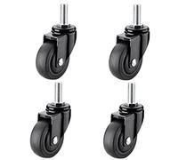 Rotelle per mobili Confezione da 4 ruote girevoli con freno di bloccaggio, stelo filettato M6/M8/M10, nere(4nobrakes,M10)