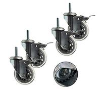 rotelle rotelle per mobili Ruota girevole muta da 4 pezzi, con asta filettata, proteggi il tuo tappeto/legno duro, senza graffi, for carrello medico da scaffale,(Color:4brake,Size:M10)