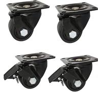 Rotelle, Ruote girevoli industriali for impieghi gravosi, 4 ruote , for mobili in nylon, nere, resistenti, piastre superiori a 360°, baricentro basso, all'usura, carico massimo 1200 kg(Black,3in)