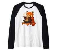 Roter Panda mit Nudeln Ramen Kawaii Roter Panda Maglia con Maniche Raglan