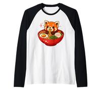 Roter Panda mit Nudeln Ramen Kawaii Roter Panda Maglia con Maniche Raglan