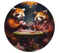 Roter Panda spielt Poker, Puzzle für Erwachsene, 1000 Stück, Papp-Puzzles für Erwachsene, DIY-Heimdekoration, Denksportspiel für Teenager, 1000 Teile (67,5x67,5cm)