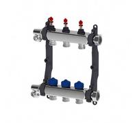 Roth Distributore di circuito di riscaldamento in acciaio inox a 3 vie, distributore per riscaldamento a pavimento con indicatore di flusso, acciaio inox 1135009998