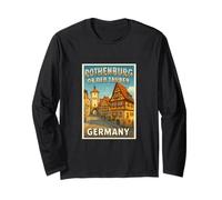 Rothenburg OB der Tauber Germania Vintage Travel Art Graphic Maglia a Manica