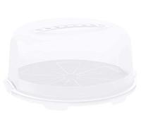 Rotho 1722601100 Contenitore porta torta con campana alta Fresh in materiale plastico (PP), con robusta chiusura e comodo manico, circa 35,5 x 34,5 x 16,5 cm, bianco/trasparente