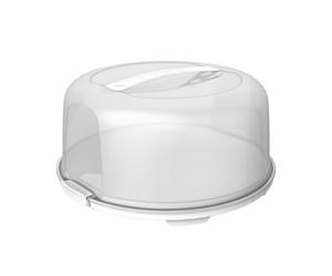 Rotho 1722601100 Contenitore porta torta con campana alta Fresh in materiale plastico (PP), con robusta chiusura e comodo manico, circa 35,5 x 34,5 x 16,5 cm, bianco/trasparente